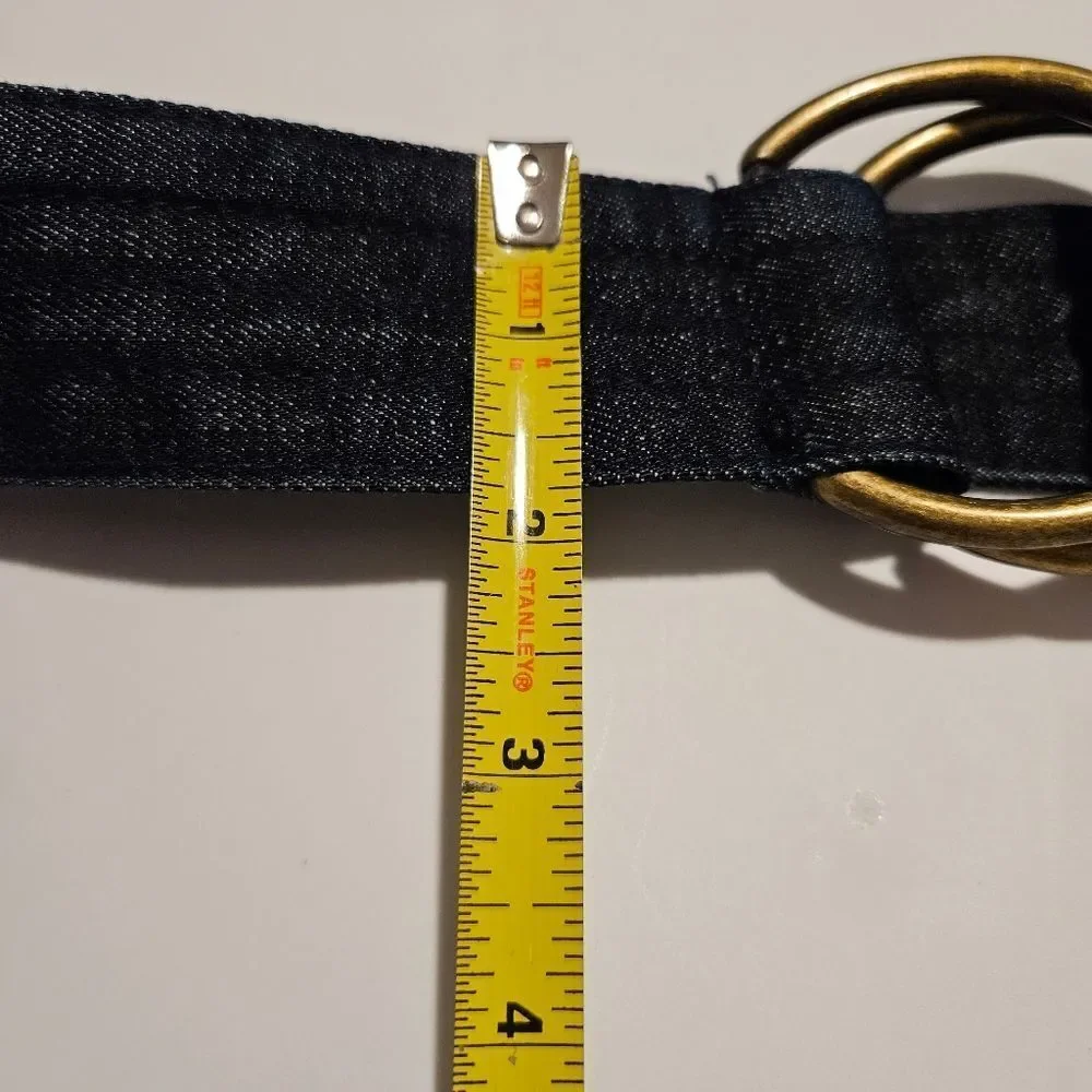 Casual Western Blue Denmin Belt with Gold Buckle Waist 38